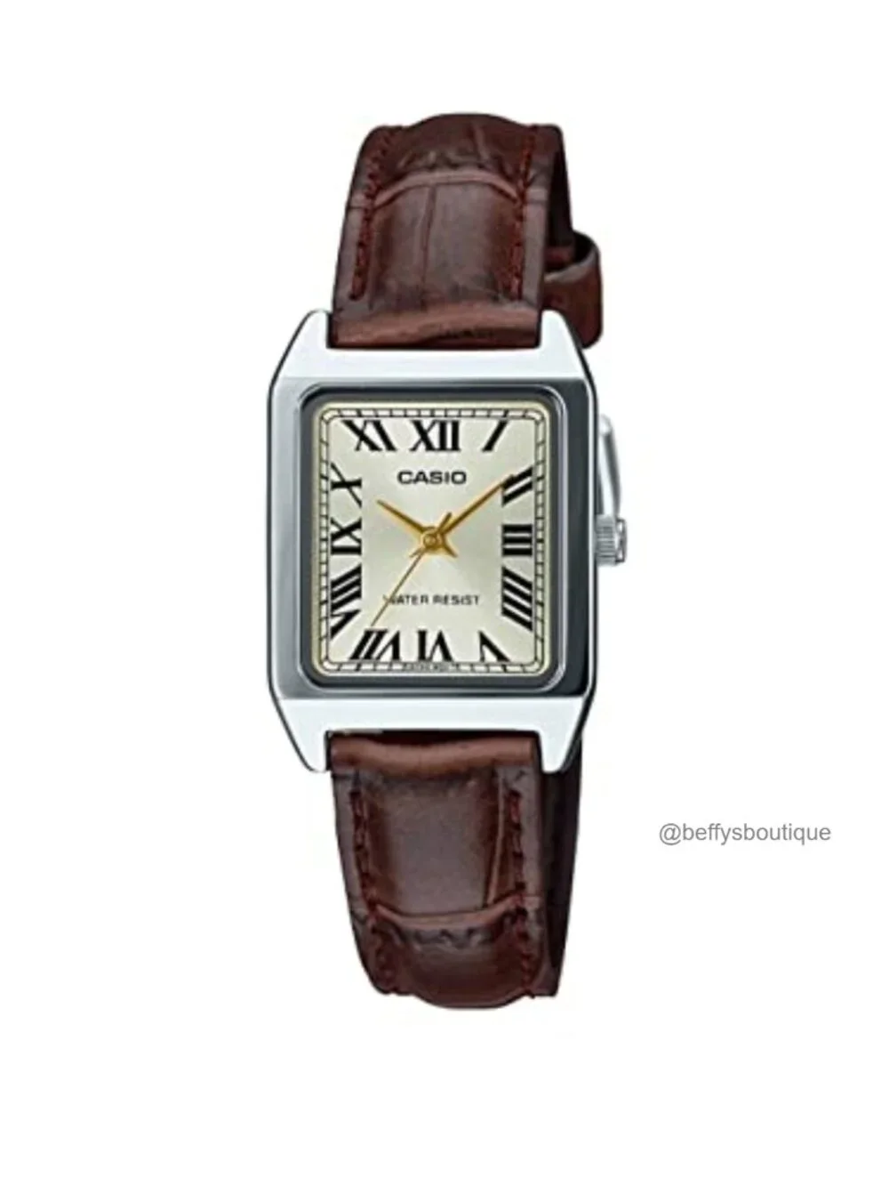 Casio Quartz Leather Strap Women's Analog Watch Gold Dial